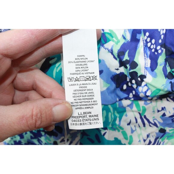 LL Bean BeanSport Swimwear High Neck Tankini Top Print Blue Size 4 - Picture 9 of 10